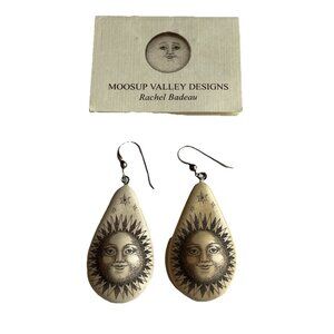 Moosup Valley Celestial Earrings Rachel Badeau Sunburst Dangle Etched Hand Craft